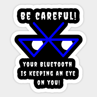 Bluetooth - blue symbol and white letters on a black background Sticker